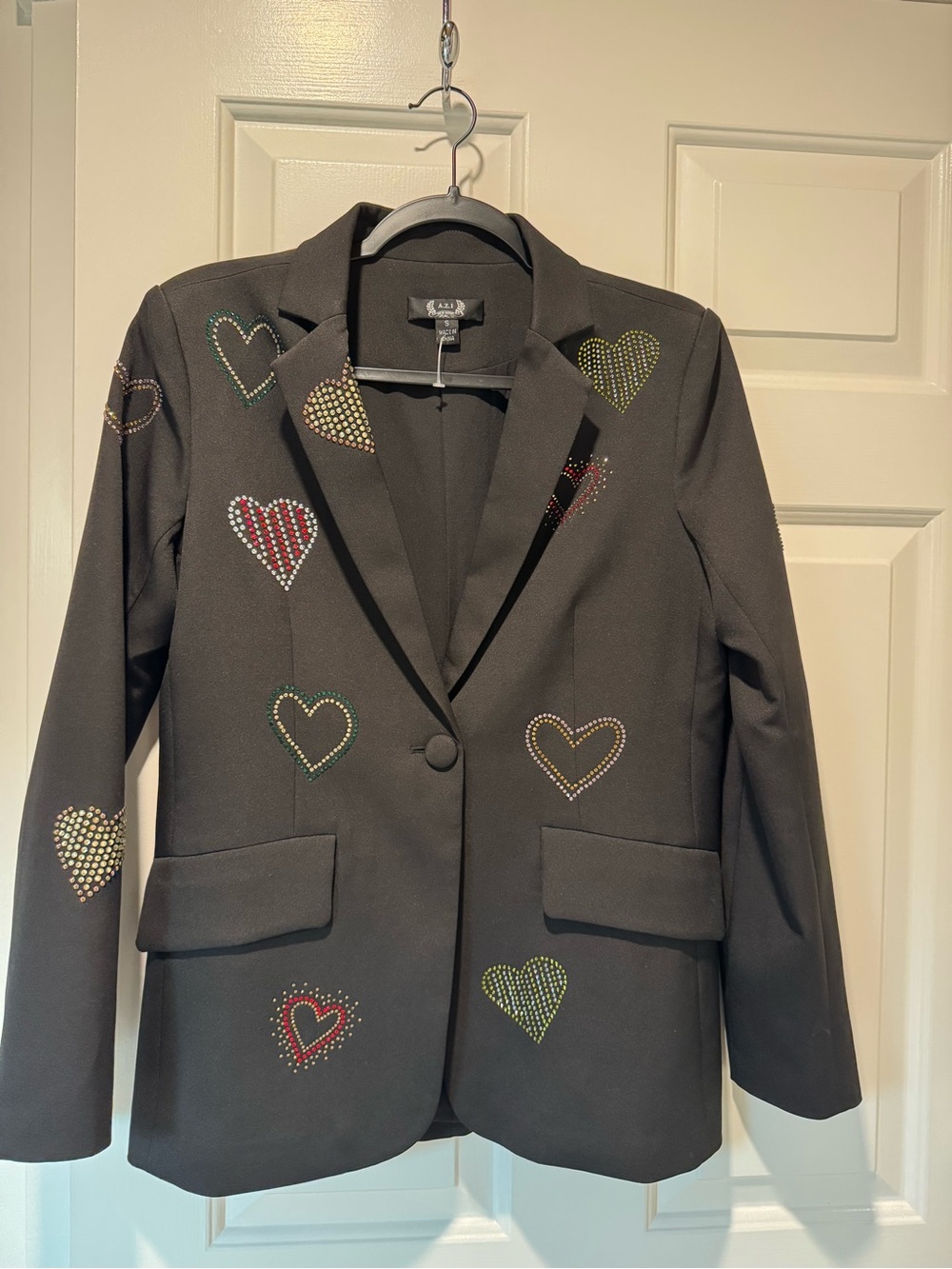 Black Studded Heart Blazer - Women's Tailored Jacket